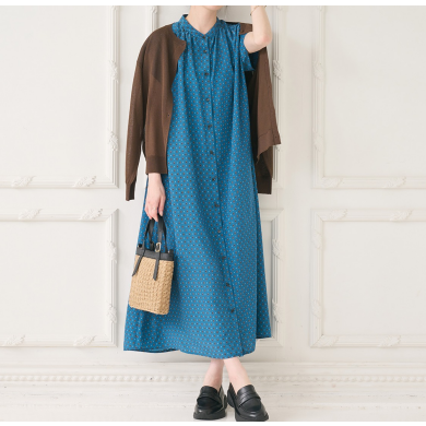 👗【接触冷感】着た瞬間、ひんやり。プロバンスプリントギャザーワンピース👗