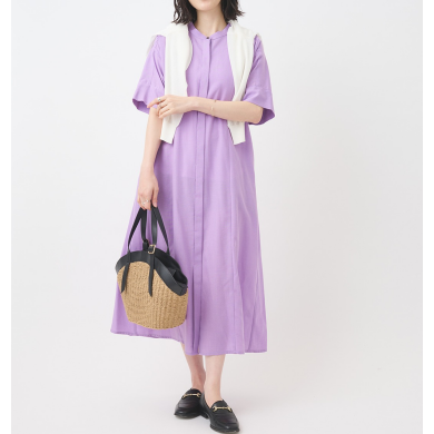 👗日常にもお出かけにも着回しできる、リネン混5分袖シャツワンピース👗