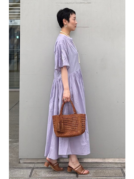 半袖コットンワンピース