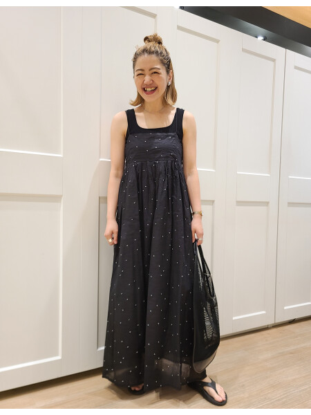 シルバードット刺繍ワンピース