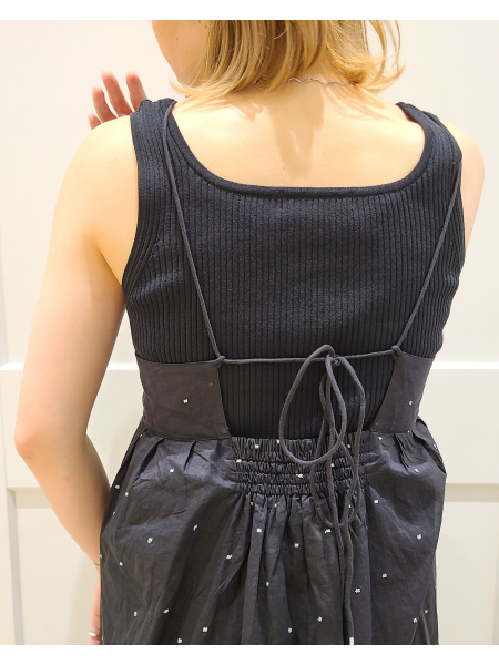 シルバードット刺繍ワンピース