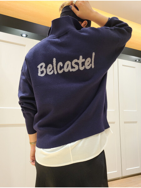 ハーフジップロゴニットプルオーバー