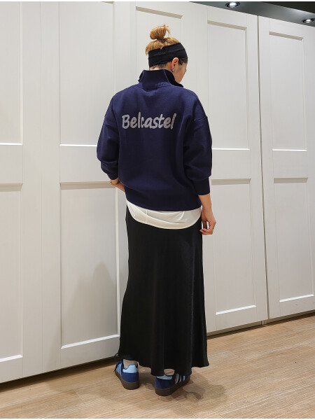 ハーフジップロゴニットプルオーバー