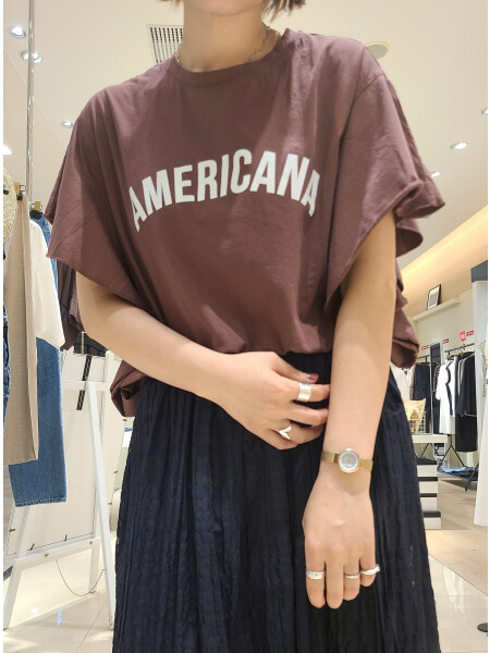 【AMERICANA×MICA＆DEAL/ アメリカーナ×マイカ】fill tee ロゴフリルスリーブTシャツ
