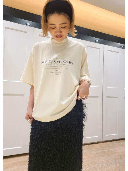フリンジフェザーサイドスリットスカート